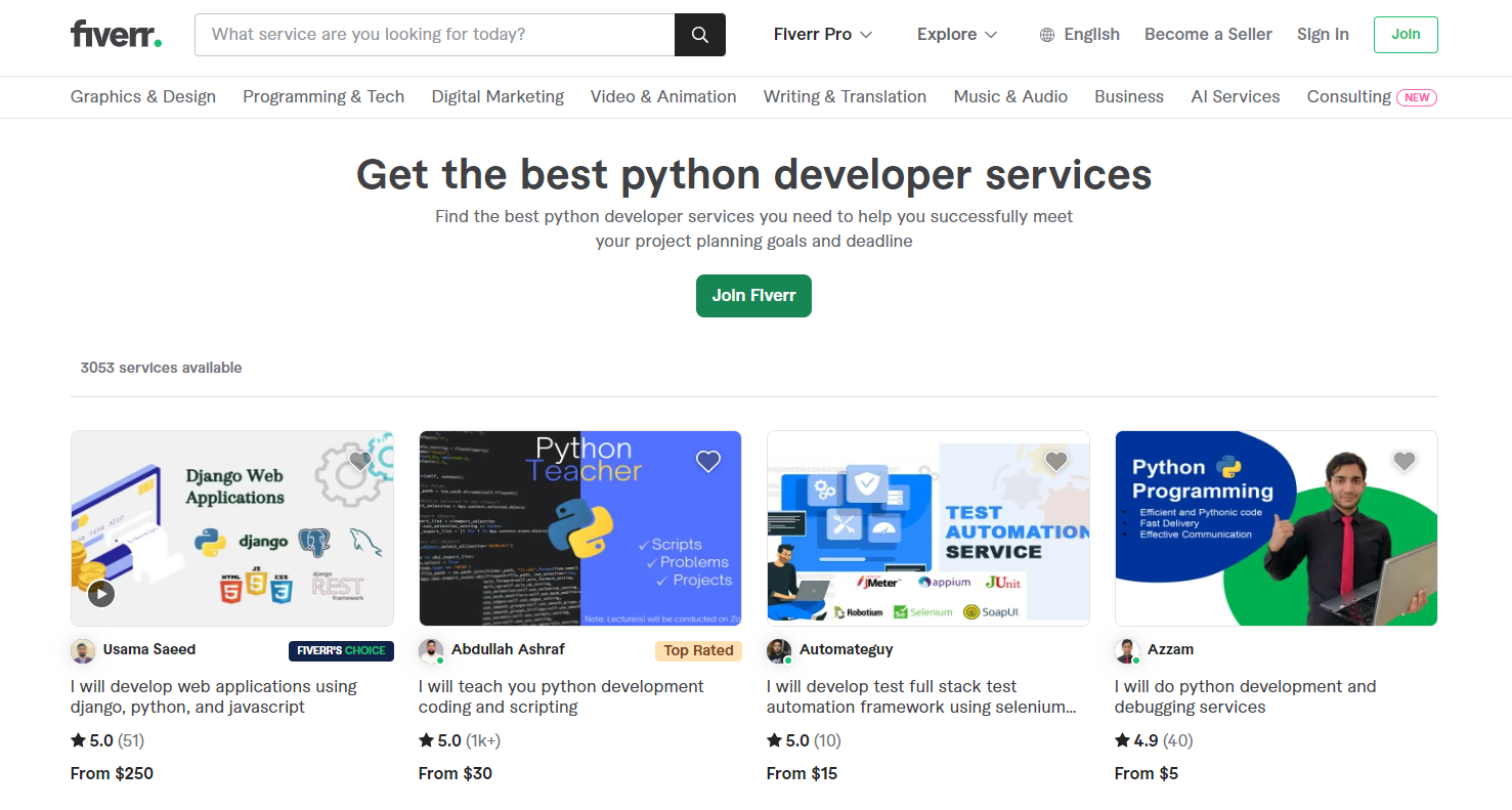Fiverr - Find Talented Python Devs Online