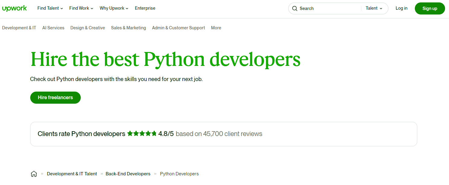 Upwork - Hire Python Developers Based On Your Project Needs