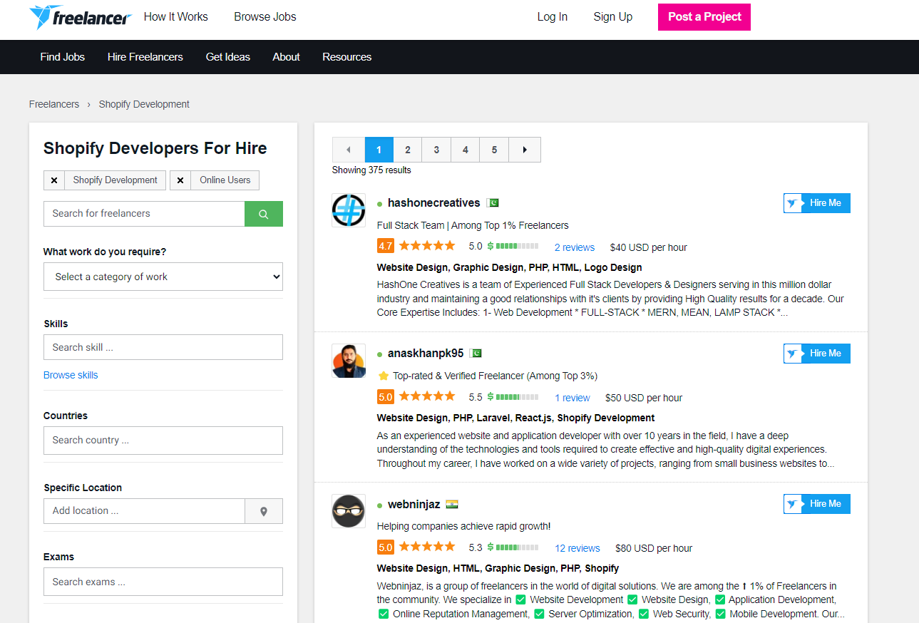 Freelancer.com - Breeze Hiring for Shopify Developers with Bid-Based System