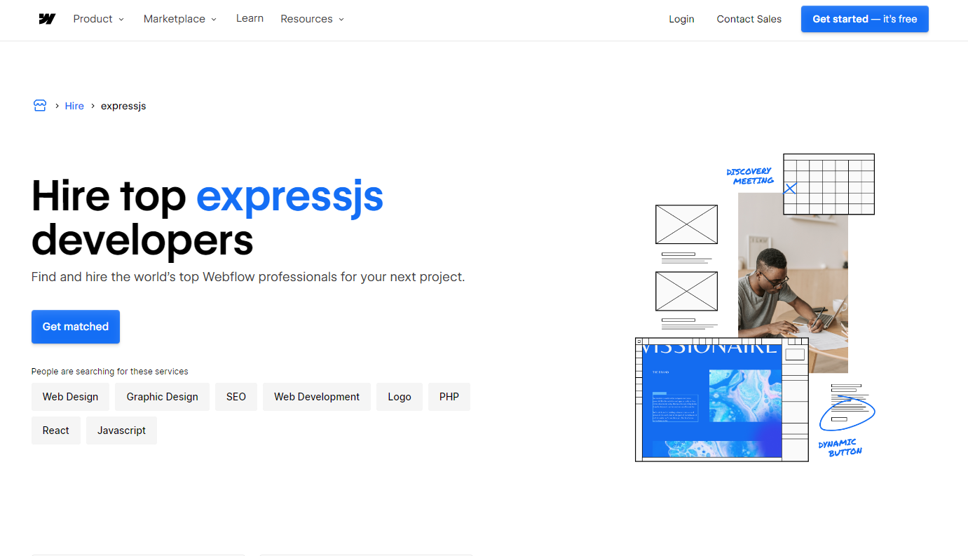 Webflow - Hire freelance expressjs Developers Online