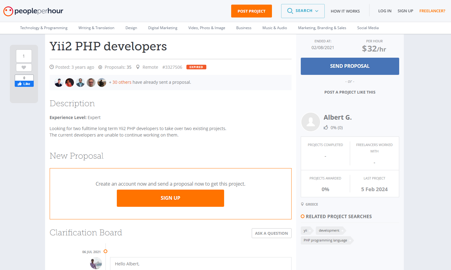 Peopleperhour - Navigating Entry-Level Yii Developers with Precision