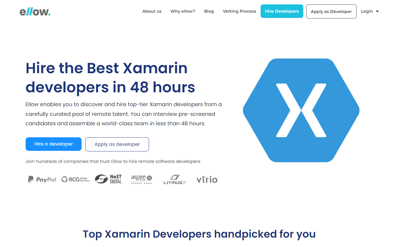 ellow - Connecting Businesses with the Top 3% of Freelance Xamarin Developers Globally