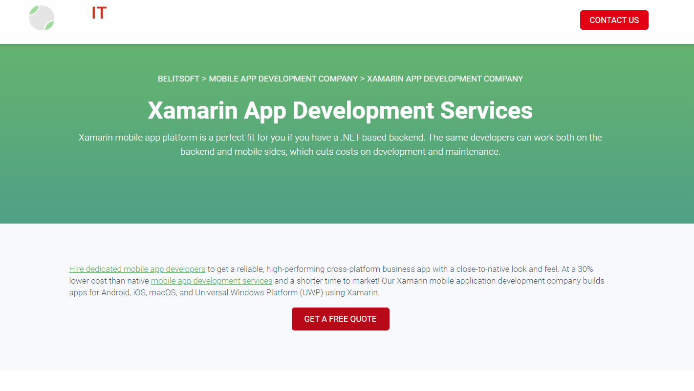 Belitsoft - Your Trusted Partner for High-Quality Xamarin App Development Services