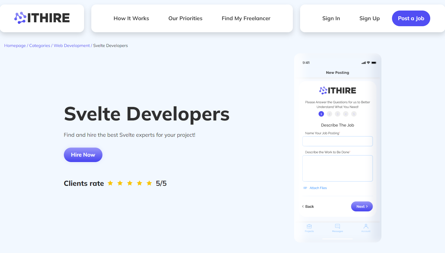 Ithire - Technology Sector Marketplace Connecting Clients and Developers with Efficient Workflows