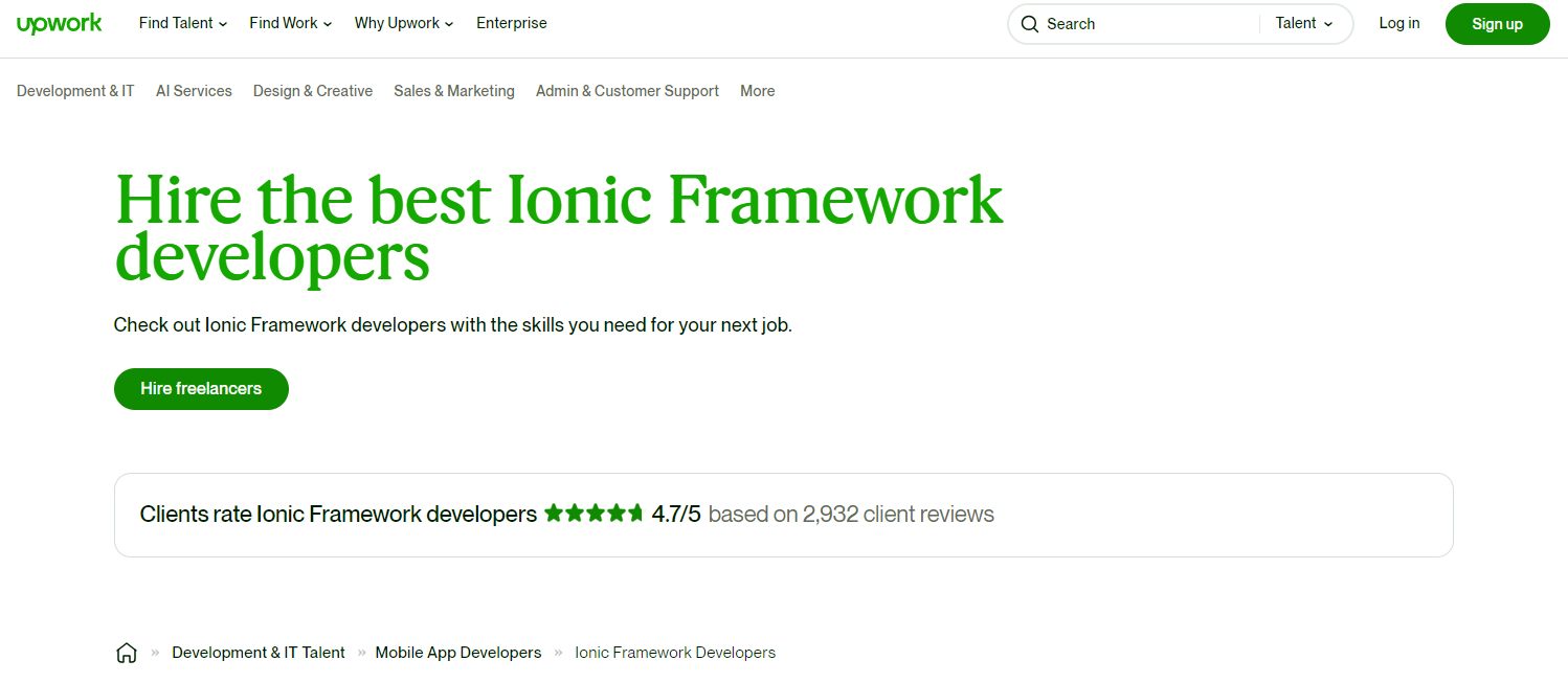 Upwork - Freelance Ionic Framework Developers For Hire