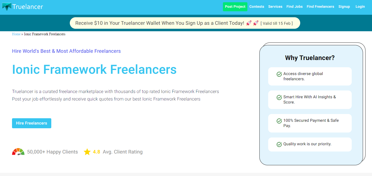 Truelancer - Hire Best Freelance Ionic Framework