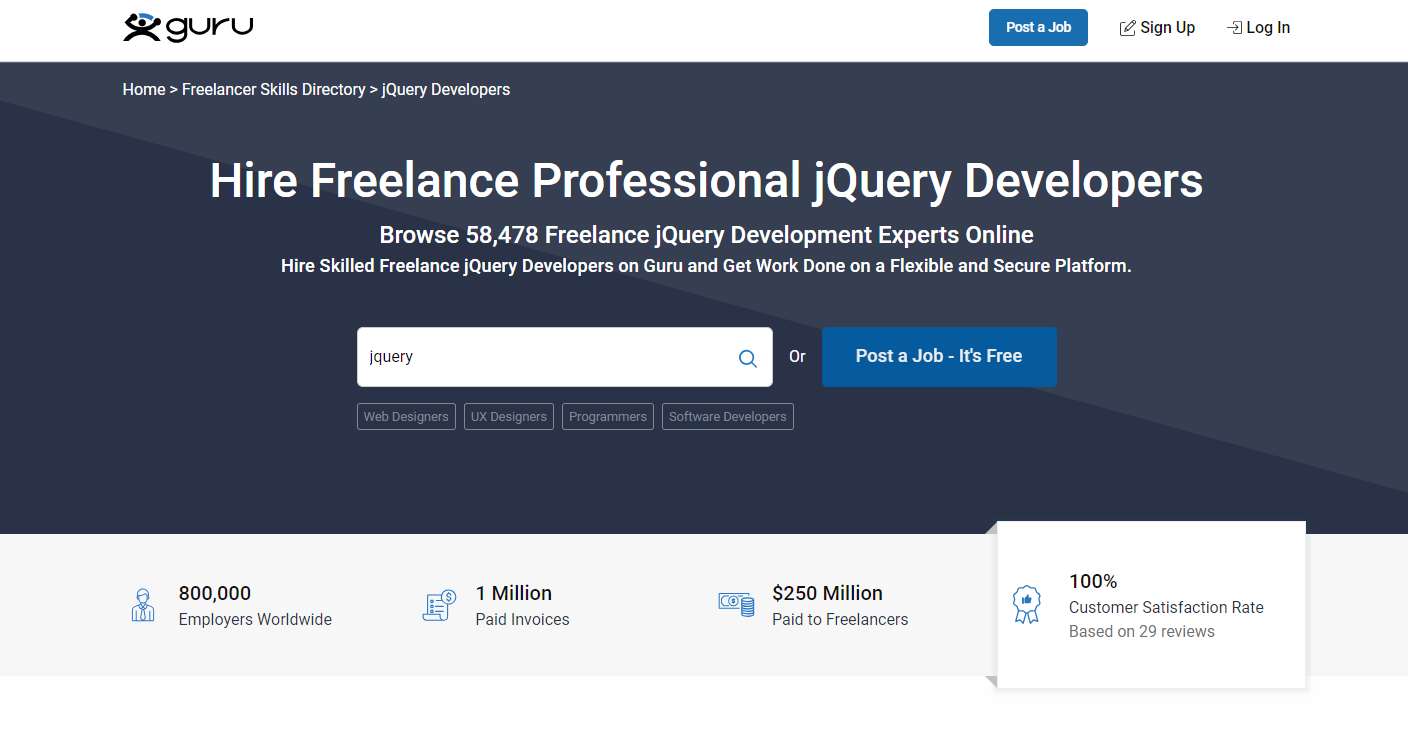 Guru.com - Connecting You with Skilled jQuery Developers - Explore, Bid, Connect