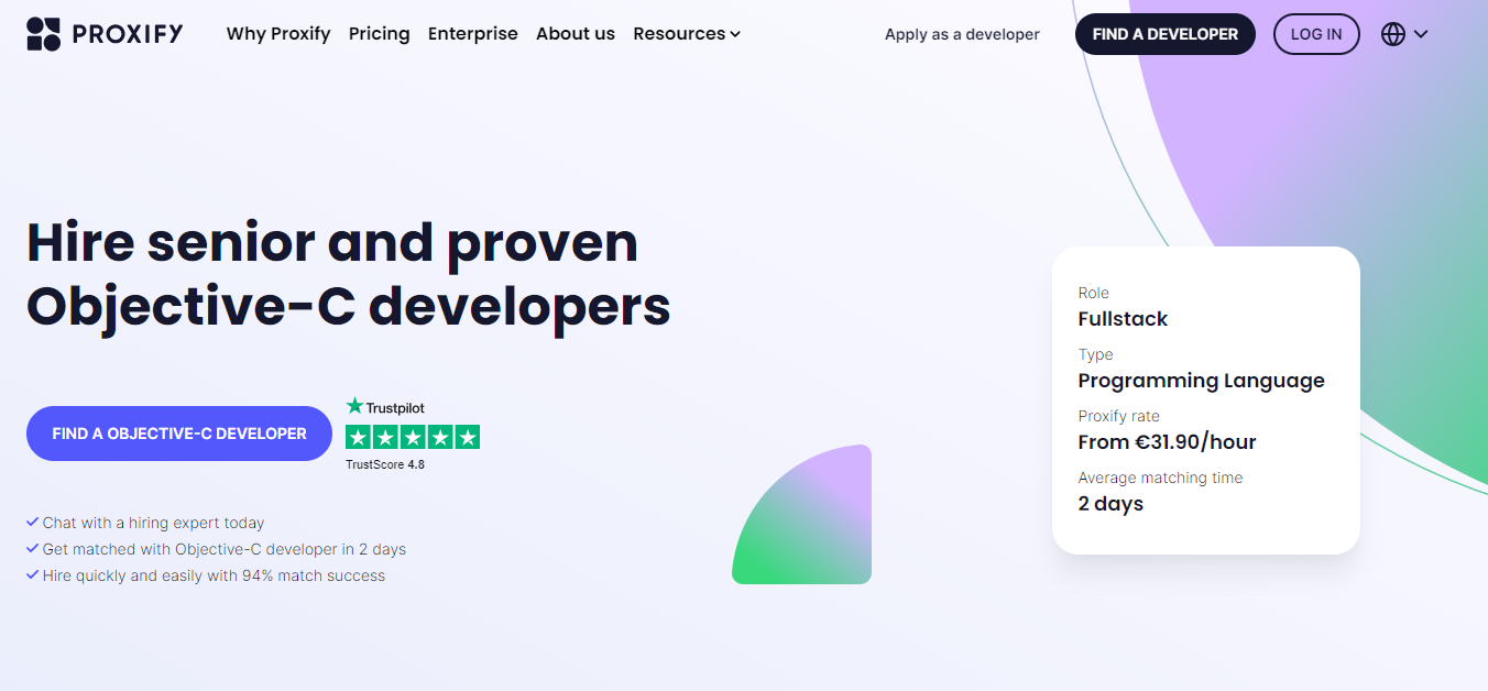 Proxify - Where Global Talent Meets Your Project - Match with Top Objective-C Developers in 48 Hours