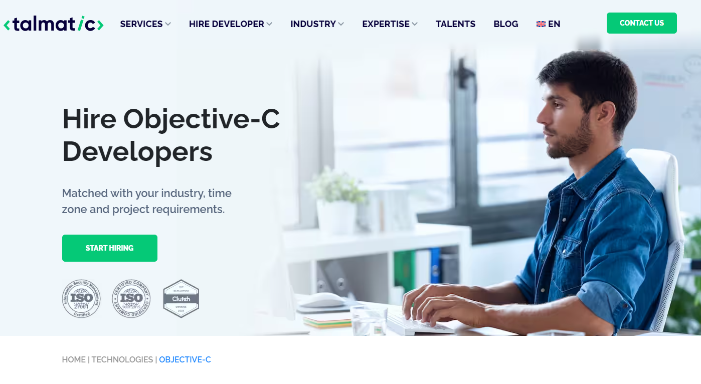 Talmatic - Verified Talent, Dedicated Developers - Your Gateway to Hiring Expert Objective-C Programmers